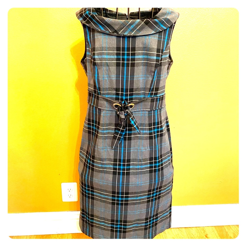 Plaid Waist Tie Sheath Dress